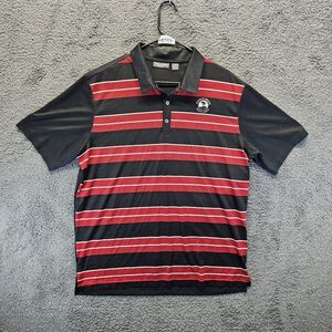 Peble Beach‎ Polo Shirt Mens Size Large Black Red Striped Short Sleeve